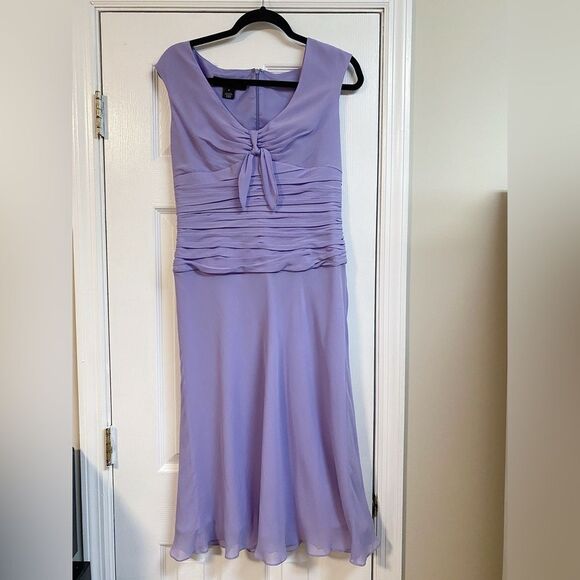 Y2K Mother of the Bride Silk Lavender Ruched Dress Prom Wedding Guest Homecoming - Picture 1 of 10